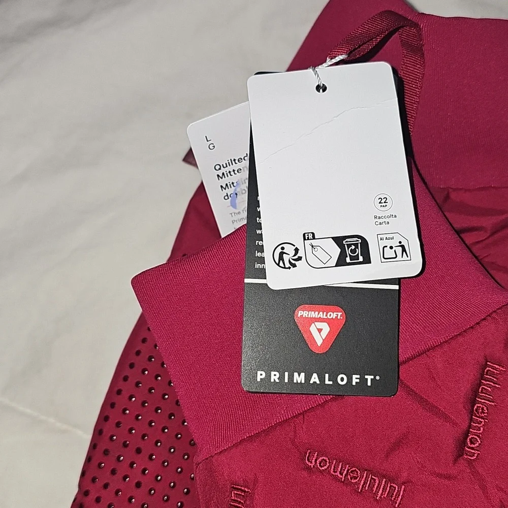 Lululemon Quilted Fleece Lined Mittens!! Nwts BRML! Very Warm, Berry Rumble